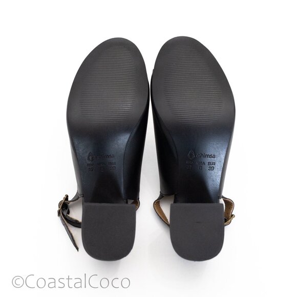 Iolanda by Ahimsa Vegan Women's 8 Open-toe Block Heel Black Sandal Minimalist - Picture 7 of 10